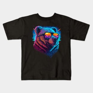 Retrowave Bear Kids T-Shirt